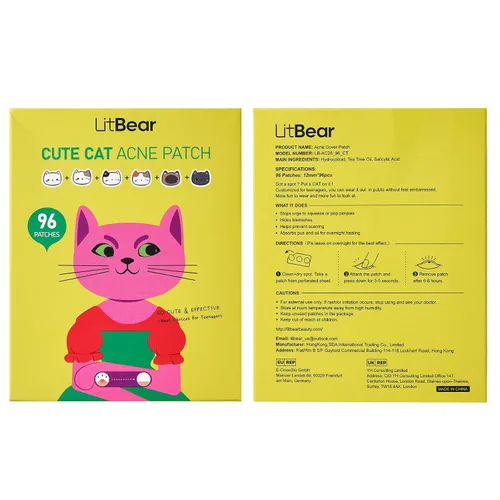 Vista 8 de LitBear Parche para acné, parche para espinillas, parche de cobertura absorbente de acné en forma de gato, parches hidrocoloides para acné