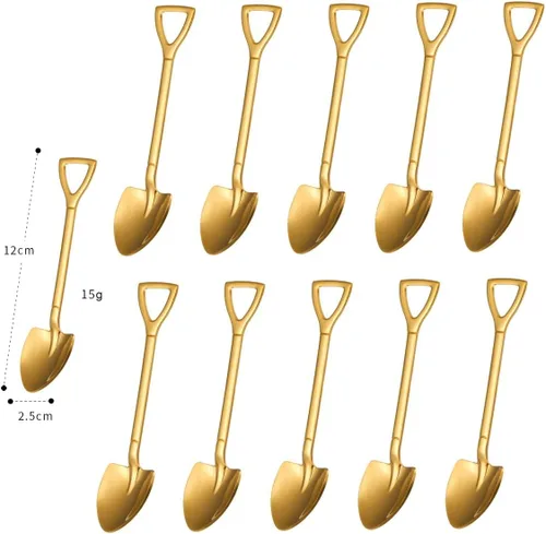 Vista 4 de Paquete de 4 cucharas de espresso Demitasse con forma de pala, mini cucharas de espresso de acero inoxidable de 4.7 pulgadas, cucharas pequeñas