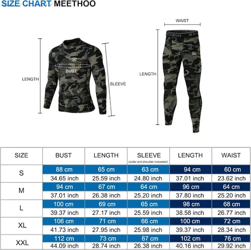 Vista 7 de Conjunto de ropa interior térmica para hombre, capa base de compresión, ropa de invierno con forro polar largo, ropa de correr y esquiar