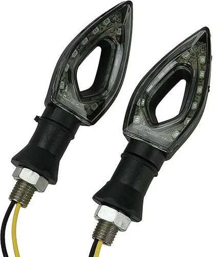 Vista 3 de 2PCS Motorcycle Diamond Turn Signal Blinkers Black ABS LED Indicators Compatible for 2016 Kawasaki Ninja H2R