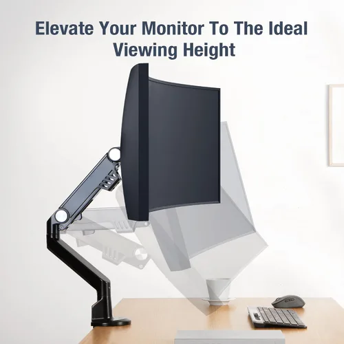 Vista 8 de AVLT Soporte de escritorio con brazo de monitor individual de 13 a 38 pulgadas, se adapta a un monitor plano, curvo/ultraancho, altura de movimiento