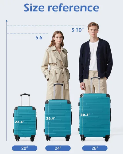 Vista 9 de Coolife Maleta extensible (solo 28") con cerradura TSA Spinner 2-Gris