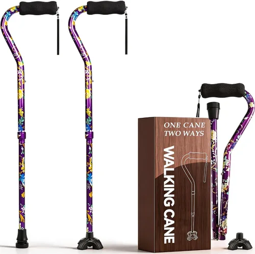 Vista 18 de Bastones florales para mujer, bastón plegable para estabilidad con base antideslizante, bastón ajustable para personas mayores, bastones plegables