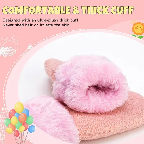 Vista 2 de Winter Mittens Gloves Beanie Hat Set for Kids Baby Toddler Children, Thick Warm Knit Fleece Lined Thermal Set for Boys Girls