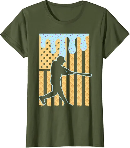 Vista 100 de Camiseta de béisbol Drip Boys Dripping Ice Cream Baseball American Flag, Negro -, Pequeña