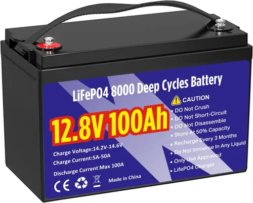 Batería de litio LiFePO4 de 12 V 100 Ah, grupo 31 1280 Wh, batería de fosfato de hierro y litio de más de 8000 ciclos profundos, larga vida útil con