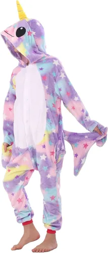 Vista 8 de WOYASIM Disfraz de franela para niños, disfraz de Halloween, Pascua, animales, cosplay para niñas y niños, una pieza