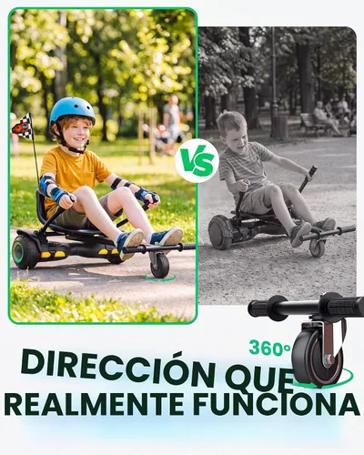 Vista 4 de Gyroor Scooter con accesorio de asiento ajustable, scooter de equilibrio automático todo terreno de 6.5 pulgadas, luces LED y Bluetooth para niños
