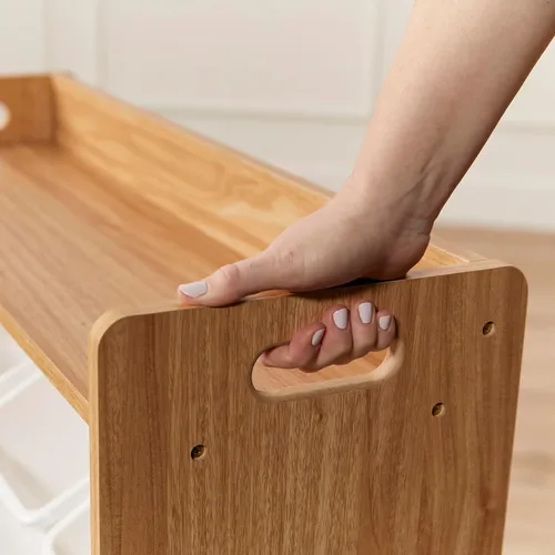 Vista 9 de ECR4Kids Organizador de 3 niveles con estante y 9 contenedores, almacenamiento para juguetes, natural oscuro/blanco