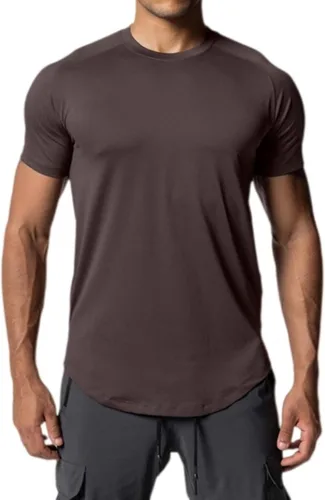 Vista 2 de Morbuy Paquete de 2 camisetas de entrenamiento para hombre de secado rápido Marrón oscuro