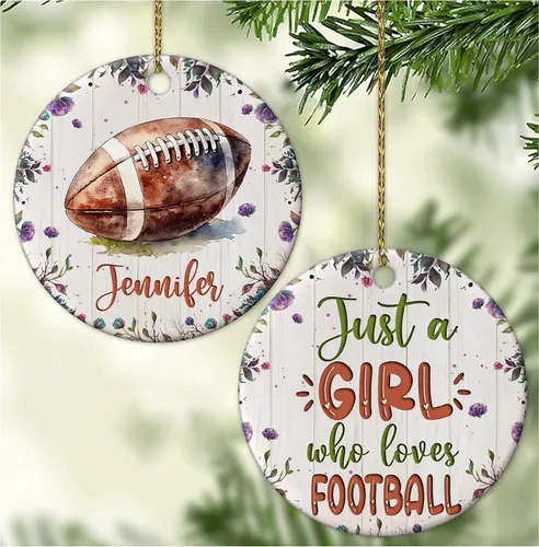 Vista 8 de Hyturtle Adorno de Navidad personalizado para amantes del béisbol, adorno de cerámica con nombre personalizado de Just A Girl Who Loves Baseball