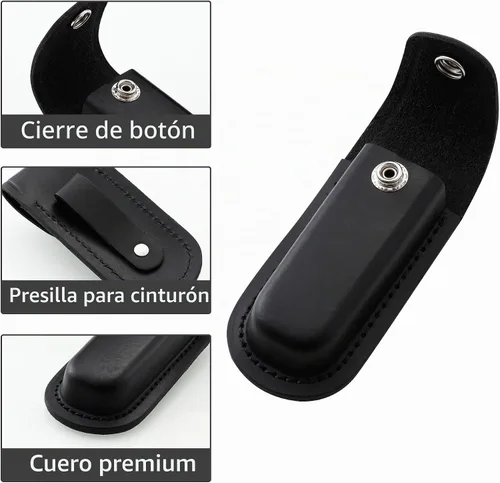 Vista 2 de Funda para cuchillo de bolsillo, estuche plegable de 4" para cuchillo de bolsillo EDC, funda de cuchillo portátil de cuero con cierre de presión