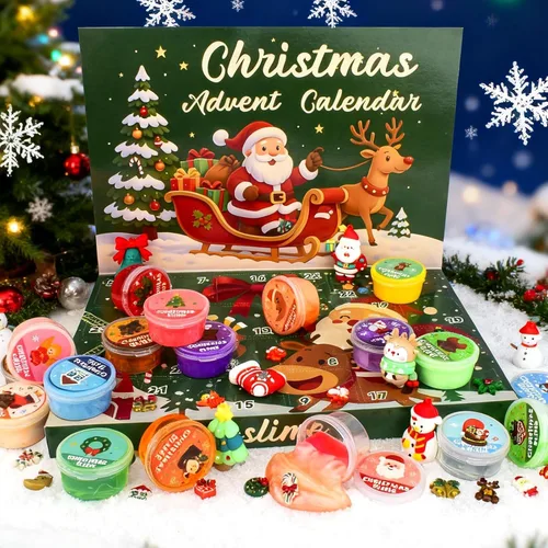 Vista 2 de Kit de slime de Navidad, recuerdos de fiesta de slime para niños, calcomanías y dijes de Navidad, rellenos de calcetines de Navidad para niños