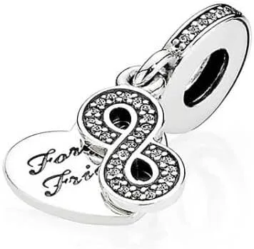 Vista 3 de CZVIVIRY Love Forever Friends - Dije colgante de corazón de plata de ley 925, collar y pulsera para mujer, Plata esterlina