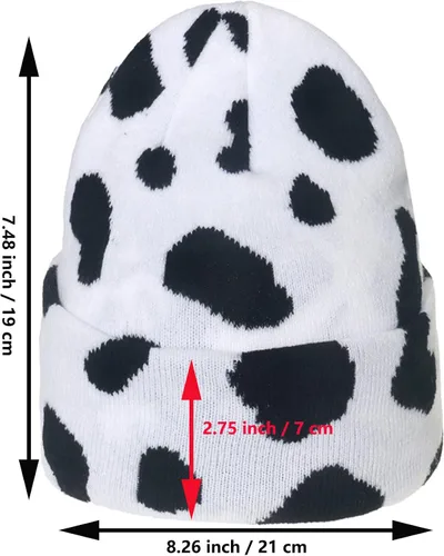 Vista 2 de IHAUIUE Gorro de punto con estampado de animales, gorro de calavera de doble capa para mujer, hombre, One Size-Large