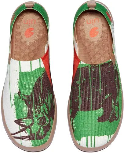 Vista 56 de UIN Zapatos de viaje para caminar para hombre, sin cordones, de lona, informales, ligeros, cómodos y modernos, diseño de perritos felices Ahhhhh