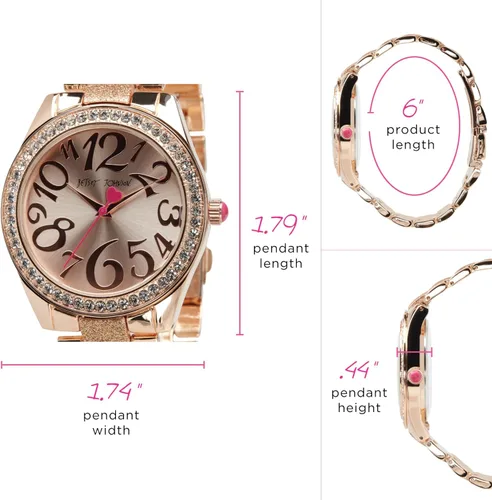 Vista 4 de Betsey Johnson BJWS001 - Reloj de pulsera con correa de eslabones y pulseras apiladas