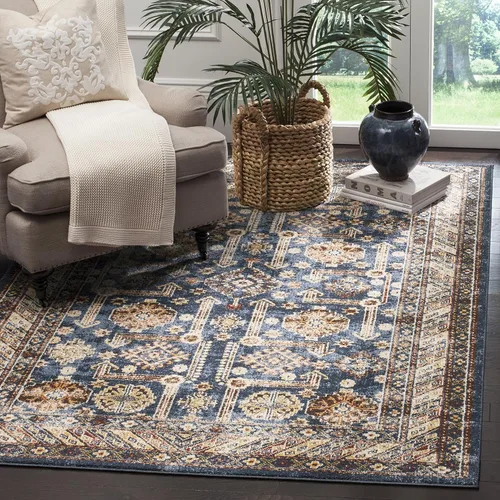 Vista 9 de SAFAVIEH Bijar Collection BIJ653B - Alfombra tradicional oriental, envejecida, no desprende pelusa, 2 pies 3 pulgadas x 10 pies, color azul