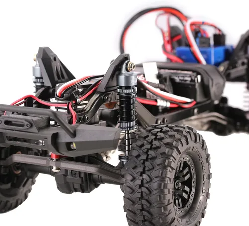 Vista 6 de INJORA - Amortiguadores de aceite roscados de aluminio de 2.087 in para actualización TRX4M, color negro y plateado
