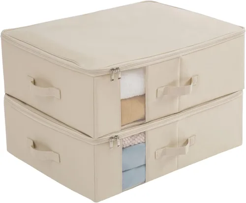 Vista 13 de Almacenamiento debajo de la cama con ventana transparente/tela resistente 600D, bolsas de almacenamiento debajo de la cama para ropa, ropa, manta