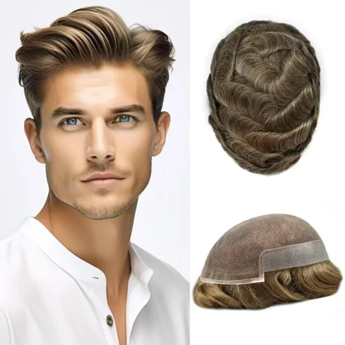 Vista 54 de FACE MIRACLE - Tupé de encaje frontal francés para hombres, postizos, sistemas de reemplazo de cabello humano con PU para hombre, prótesis