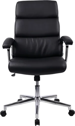 Vista 4 de Lorell Silla ejecutiva negra con respaldo alto de cuero