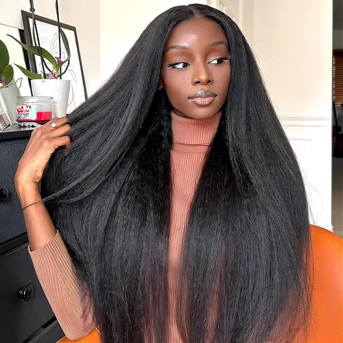 Vista 9 de ISEE Pelucas de cabello sin pegamento para principiantes, pelucas de encaje frontal para mujeres negras, cabello humano corto y lacio, pelucas