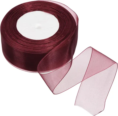 Vista 13 de PATIKIL Cinta de organza transparente de 1-37/64 pulgadas, 50 yardas, 1 rollo de tela decorativa de gasa para envolver regalos, manualidades, ramo