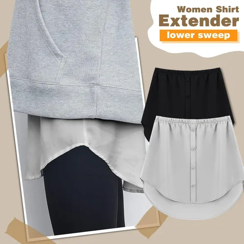 Vista 3 de Extensión de blusa ajustable para mujer, capa falsa de blusas, sudaderas, suéteres, minifalda para simular blusa, 2 unidades.