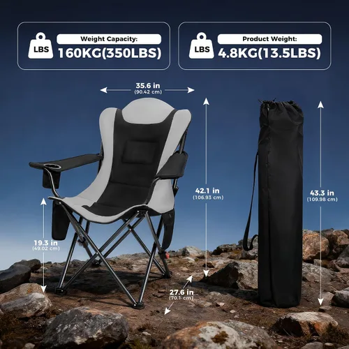 Vista 2 de OUTSIDER - Silla de camping plegable con calefacción de 3 posiciones Heavy Duty 350 Lbs Capacity Camping Chairs with 3 Heat Levels, Cup Holder