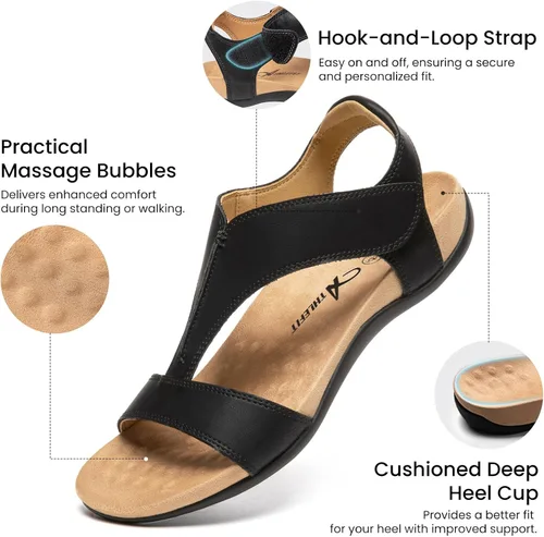 Vista 4 de Athlefit - Sandalias ortopédicas para mujer, sandalias de playa cómodas con soporte ortopédico para el arco del pie
