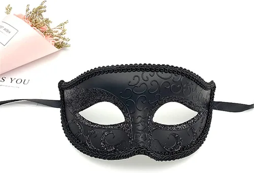 Vista 8 de Vtrem Máscara de mascarada para parejas juego de máscaras negras para fiesta de Mardi Gras para mujeres, hombres, papá, hija, graduación, pareja