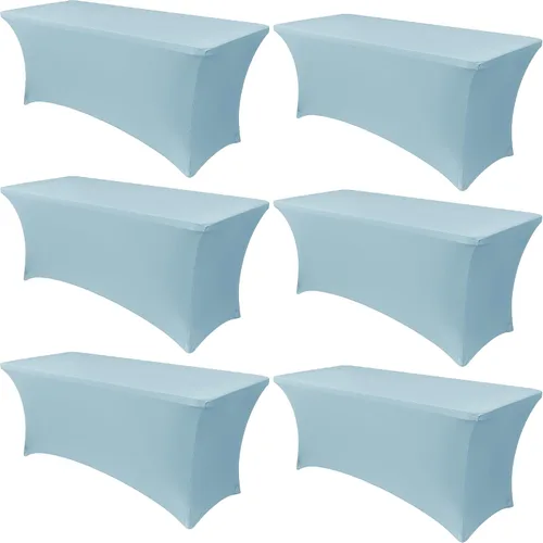 Vista 32 de Obstal Paquete de 6 Fundas de Mesa Elásticas de Spandex para Mesas de 6 Pies - Mantel Rectangular Universal Ajustado de 6 Pies Protector para Bodas
