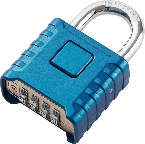 Vista 13 de Cerradura de combinación de 4 dígitos de alta resistencia, gran resistencia, desbloqueo con un toque, función antierror, candado impermeable de alta