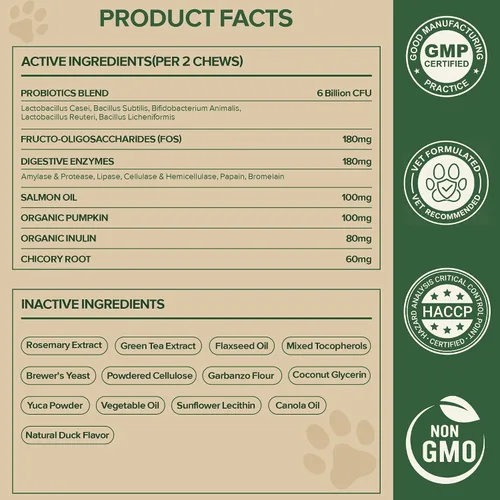 Vista 5 de Probióticos para perros – Probióticos para perros para levadura, picazón en la piel y oídos con picazón, salud digestiva, alivio de la diarrea