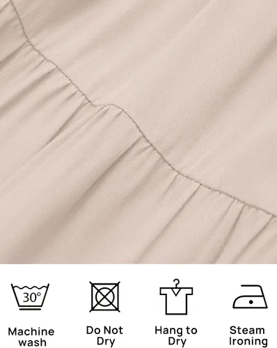 Vista 6 de ZESICA - Vestido por debajo de la rodilla para mujer, diseño informal y escalonado de manga corta, con cuello redondo y cintura elástica fruncida