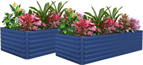 Vista 28 de Cama de jardín elevada con enrejado de arco para plantas trepadoras, cama de jardín elevada galvanizada, jardineras al aire libre para verduras