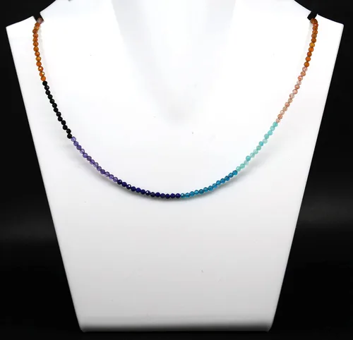 Vista 2 de Collar de Gargantilla de Piedras Preciosas Naturales con Cuentas, Cuentas Facetadas, Collar de Piedra Natal, Cristal de Sanación Energética, Regalo