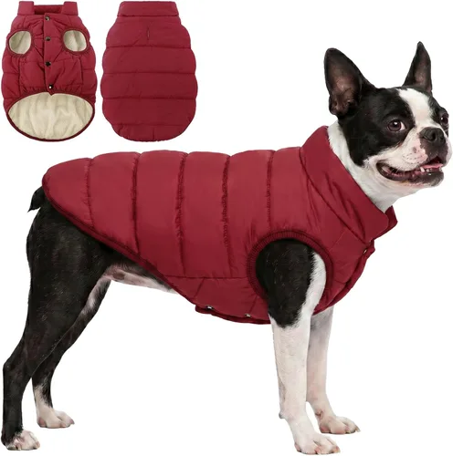 Vista 18 de ASENKU Abrigo de invierno para perro, resistente al viento, chaqueta de forro polar impermeable, ropa para mascotas para perros pequeños, medianos