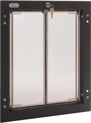 Vista 9 de PlexiDor Performance Pet Doors for Dogs and Cats - Puerta de perro con cerradura y llave - Bronce, tamaños XL Door-mount, lock and key