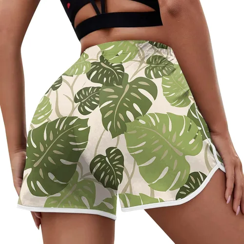 Vista 3 de Zhensanguo Fashion Women's Casual Mid Waist Printed Elastic Waist Beach Shorts Shorts