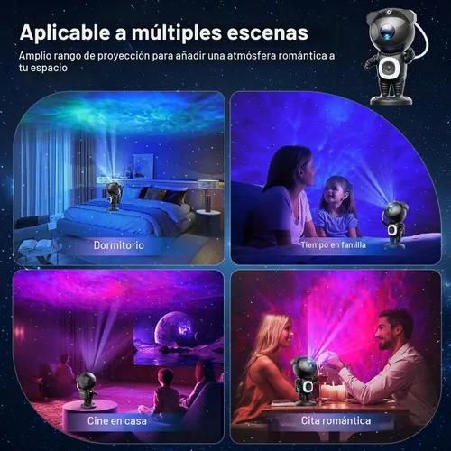 Vista 7 de Proyector de galaxia, proyector de estrellas para dormitorio, luces nocturnas para habitación de niños, ruido blanco, altavoz Bluetooth, proyector