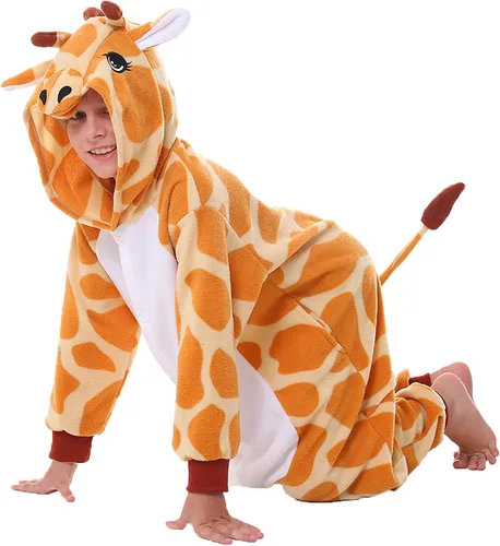 Vista 5 de Pijama de una pieza Canasour mono de mapache talla 4-10 unisex para niño Jirafa naranja