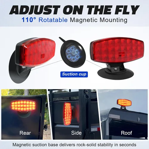 Vista 5 de Agrieyes Luces de remolque inalámbricas de larga duración con soporte ajustable, luces de remolque magnéticas con batería y estroboscópicas