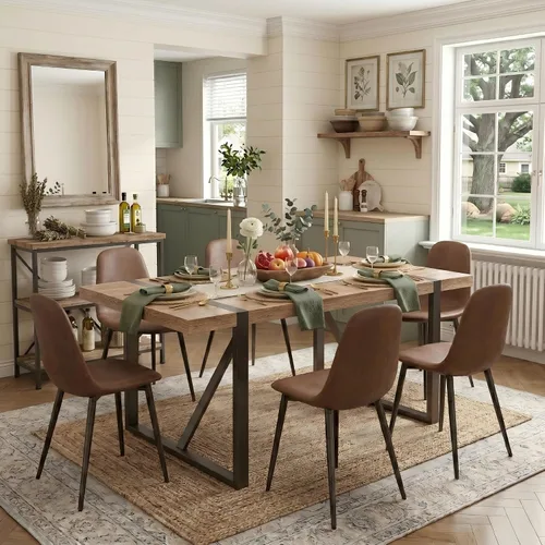 Vista 20 de Mesa de Comedor para 4-6, Mesa de Cocina de 55'', Mesas de Cocina y Comedor, Mesa de Comedor de Madera MDF con Patas de Metal para Sala de Estar