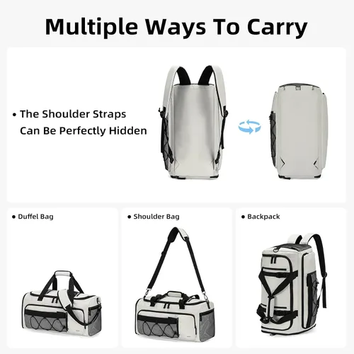 Vista 7 de CLUCI Bolsa de gimnasio para hombres y mujeres, bolsa de viaje deportiva, mochila de viaje para gimnasio, fin de semana, mochila con compartimento