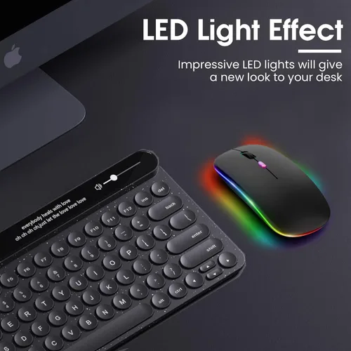 Vista 2 de GLOBAL TECH Ratón inalámbrico LED, mouse silencioso inalámbrico recargable delgado, 2.4G, portátil, USB, inalámbrico, inalámbrico, con receptor USB