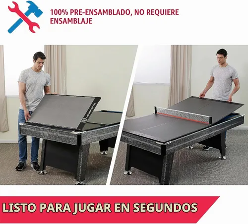 Vista 5 de [Usado] MD Sports Table Tennis Tables Multiple Styles Ping Pong Tables, Foldable for Easy Storage with Nets Included, Perfect for Family Game Rooms