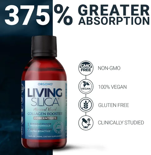 Vista 6 de Living Silica Gotas de sílice ORGONO - Tamaño de viaje Fórmula vegana y a base de minerales 3.4 fl oz