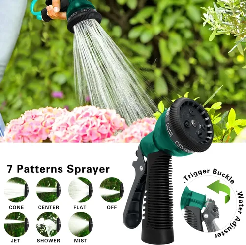 Vista 4 de Manguera de jardín de bobina de EVA de 25 pies con conector de latón de 3/4 pulgadas, manguera de agua en espiral, ligera y sin torceduras, incluye
